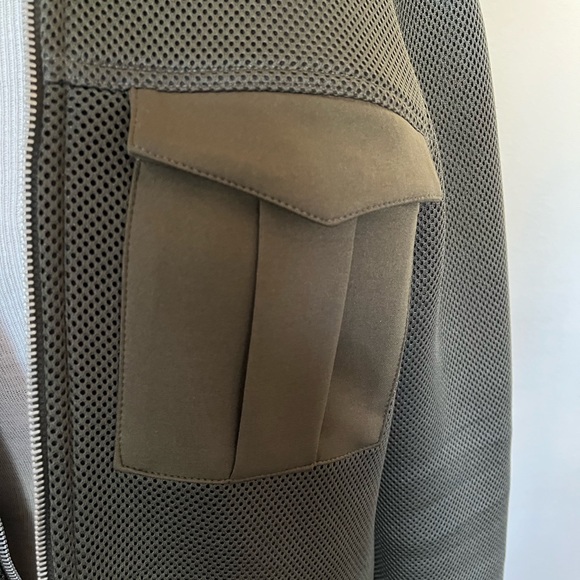 Topshop Airtex Mesh Utility Bomber Jacket Olive - Picture 5 of 8